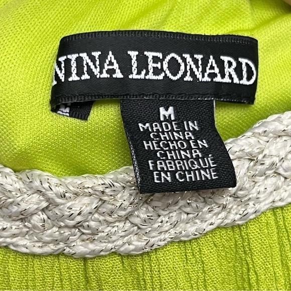 Nina Leonard Lime Green Braided Halter Plissé Gauze Maxi Dress Medium - Picture 11 of 12